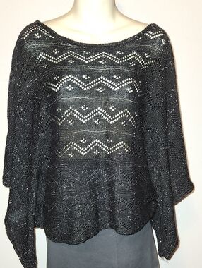 fresh produce Black Open-Knit Off-the-Shoulder Sweater